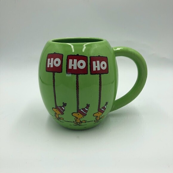 Peanuts Christmas Kcare Green Snoopy Woodstock Oversized Ceramic Mug Cup - Picture 4 of 13
